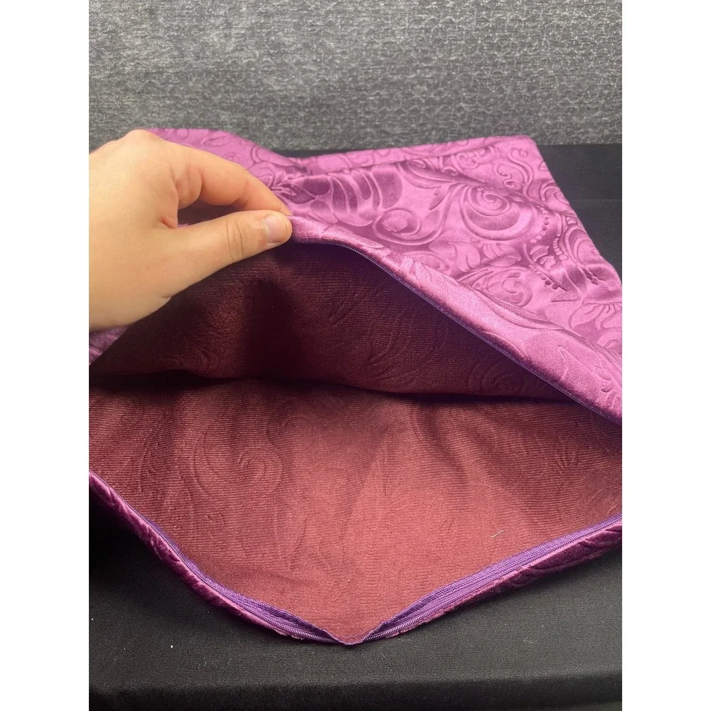 TangDepot Purple Embossed Velvet Damask Floral Throw Pillow Cover 22x22 Square